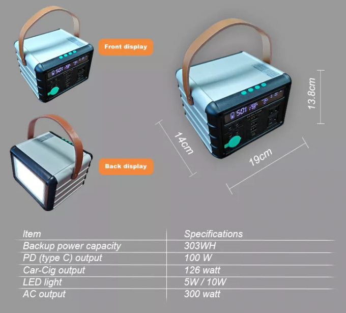 Centrale elettrica portatile generatore solare 300w / 600w / 1000w con carica a quattro vie 2