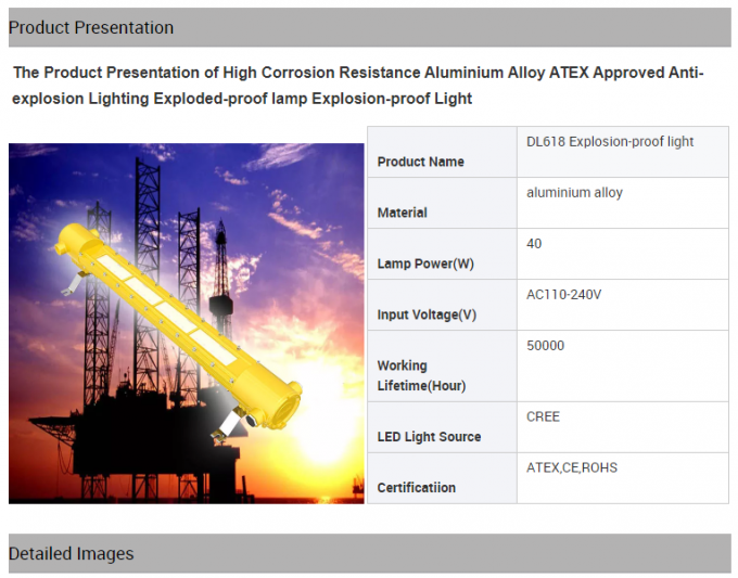 DL618 Anti Esplosione Illuminazione Lampada Antideflagrante Elevata Resistenza alla Corrosione 1